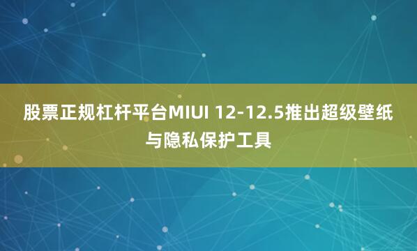 股票正规杠杆平台MIUI 12-12.5推出超级壁纸与隐私保护工具